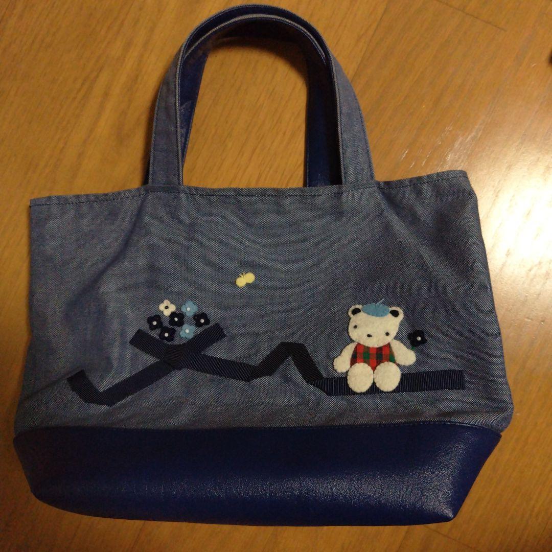 ファミリア ミニバッグ 舟型 デニムバッグ ネイビー