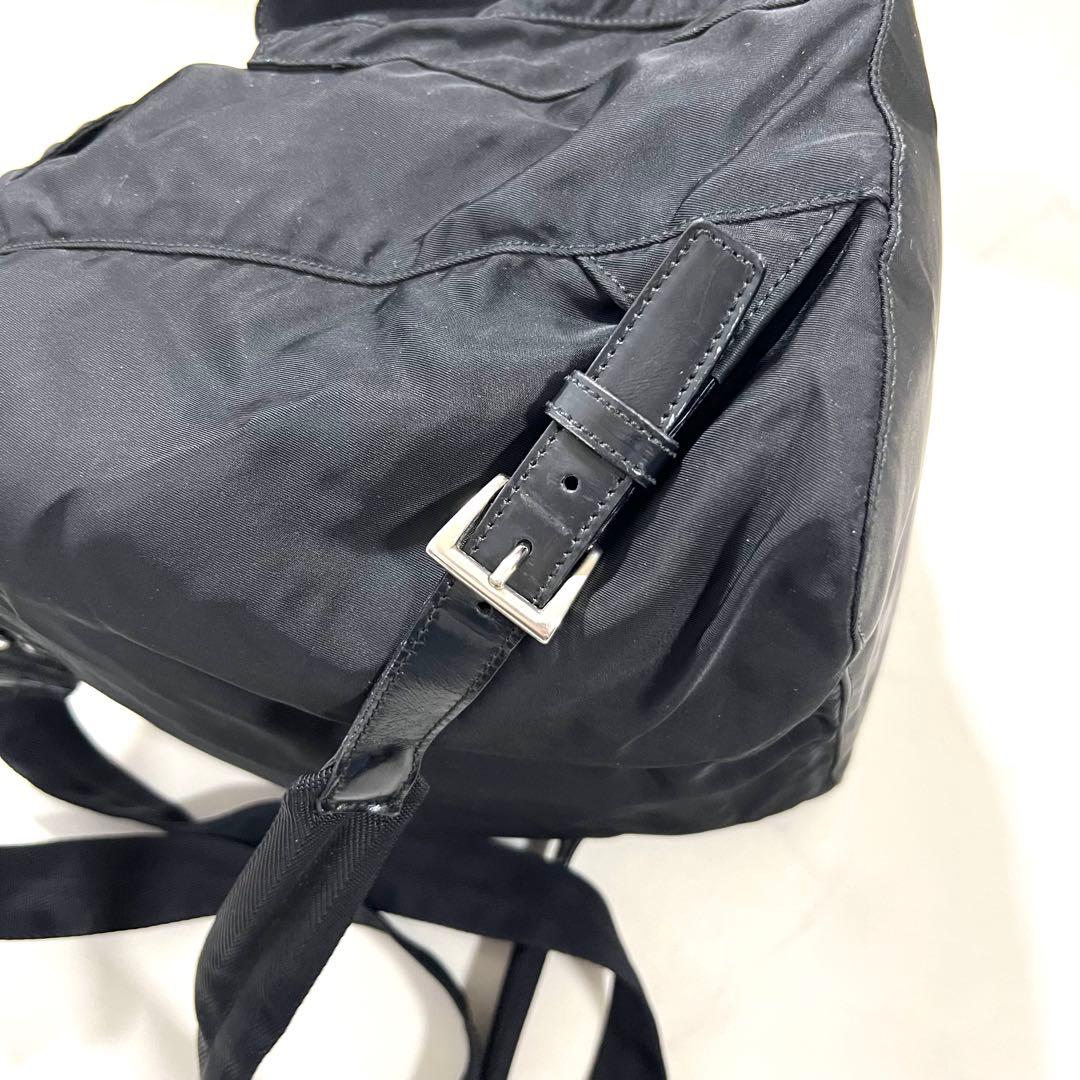 PRADA リュック バックパック 三角ロゴ 黒ブラック レザー ナイロン白タグ