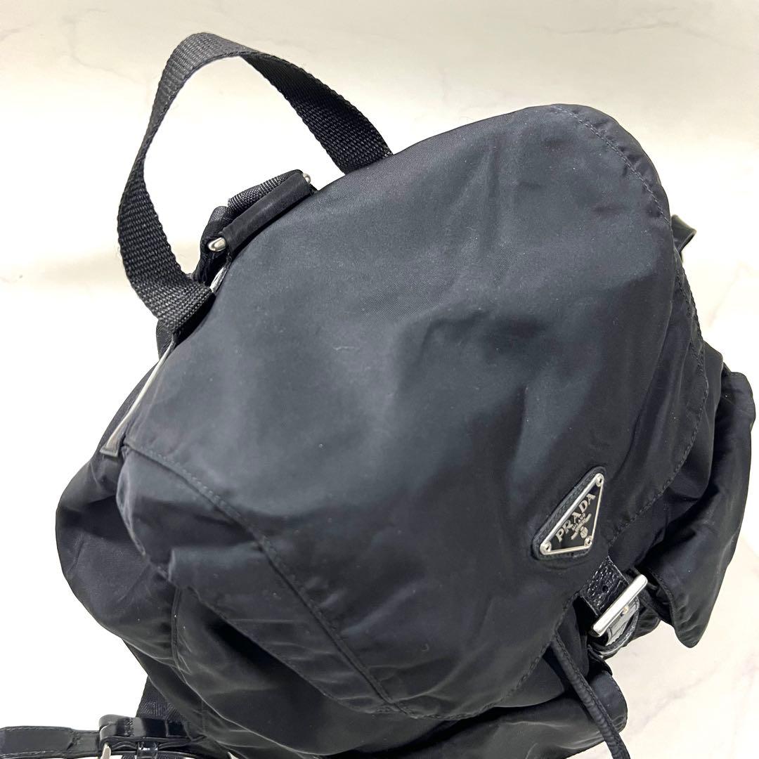 PRADA リュック バックパック 三角ロゴ 黒ブラック レザー ナイロン白タグ
