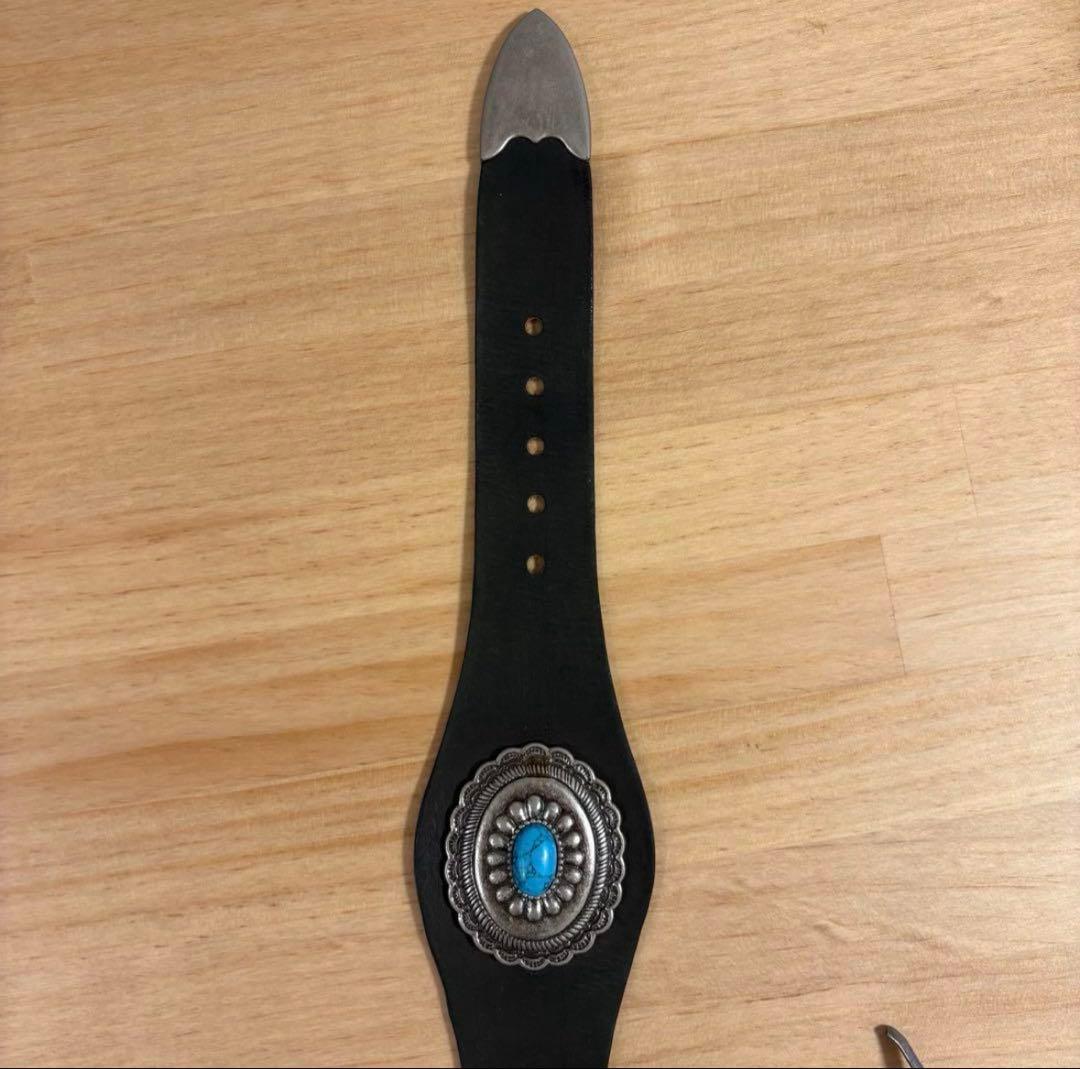 スタッズ レザー ターコイズ ベルト 本革 レザー ビンテージ