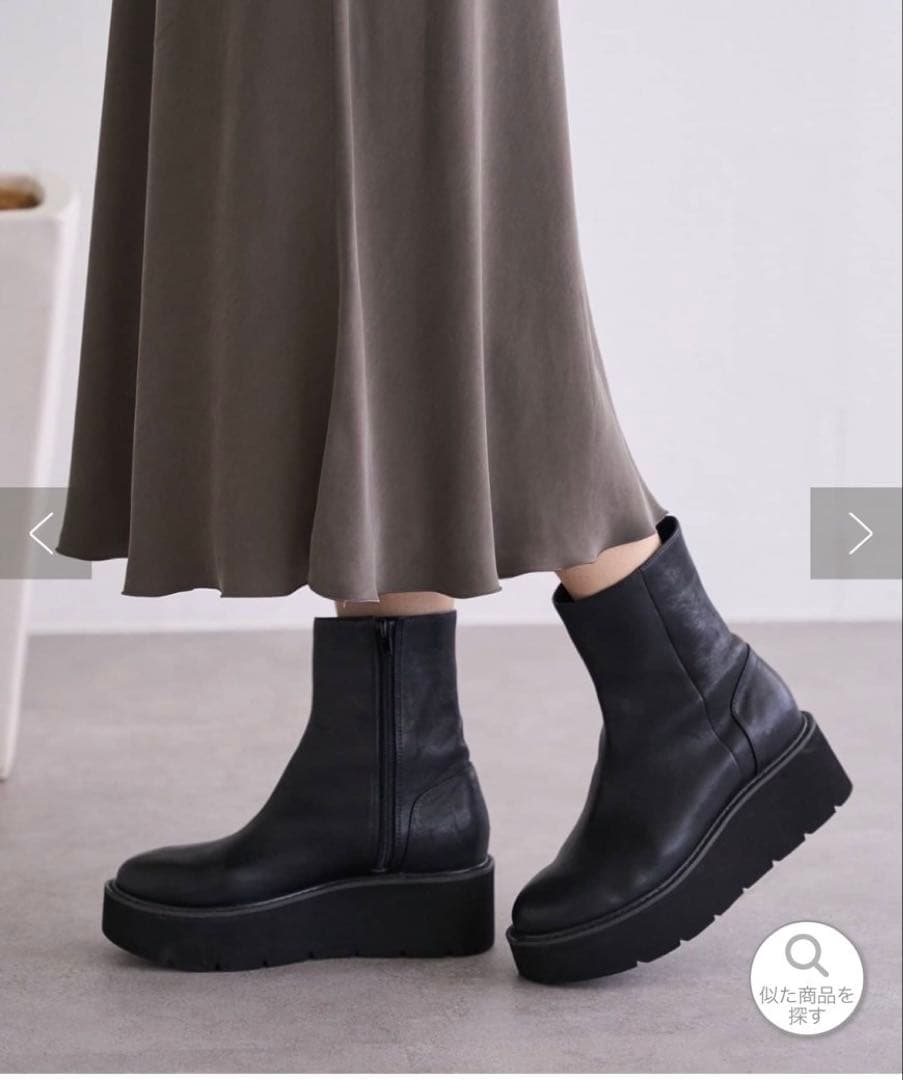 [新品同様]BEARDSLEY レザーミドルブーツ ブラック 38