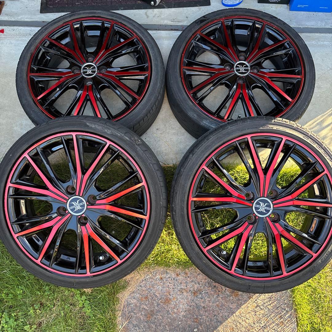 タイヤ　ホイール　ロクサーニ　マグナス　レッド　16インチ　100 4穴　+48