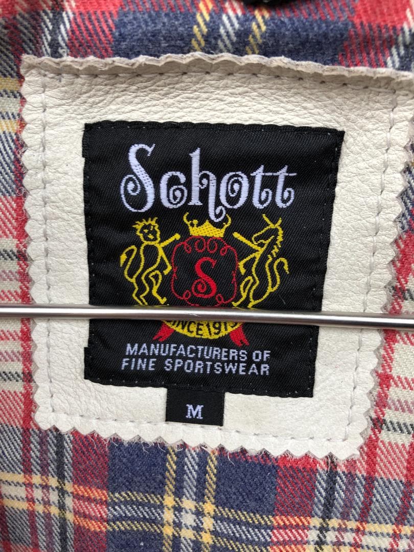 [訳あり]新品 Schott シングルライダースレザージャケット アイボリー/M