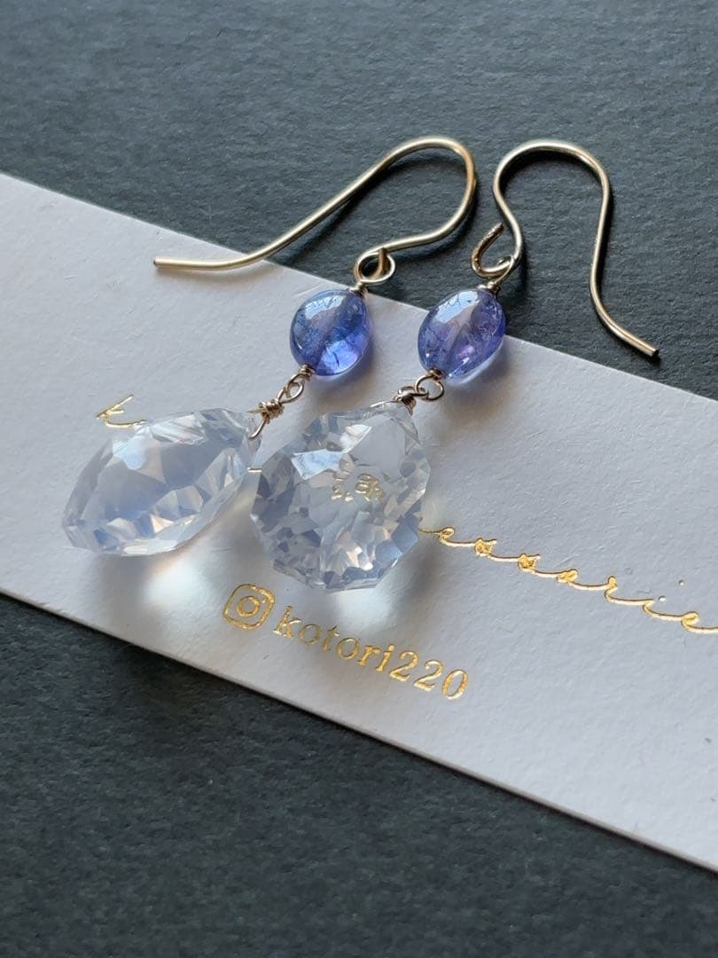 専用❁⃘*.゜ムーンクォーツロゼットコンケーブカットピアス A55