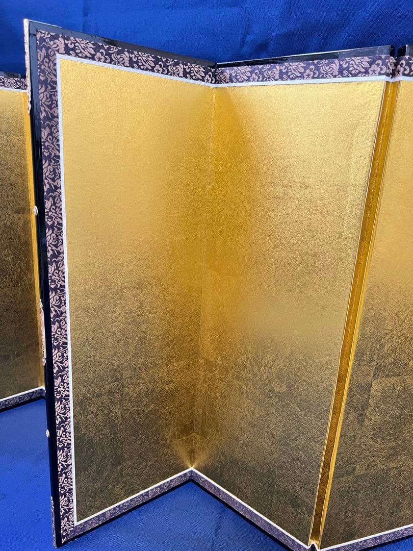 六曲屏風 金色の折りたたみ式飾り 極上金箔 金沢箔 雛人形 雛飾り 雛祭り
