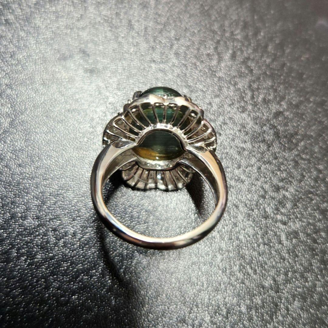 激レア‼️超大粒　9ct超え　くっきり猫目　グリーントルマリンキャッツアイ　pt