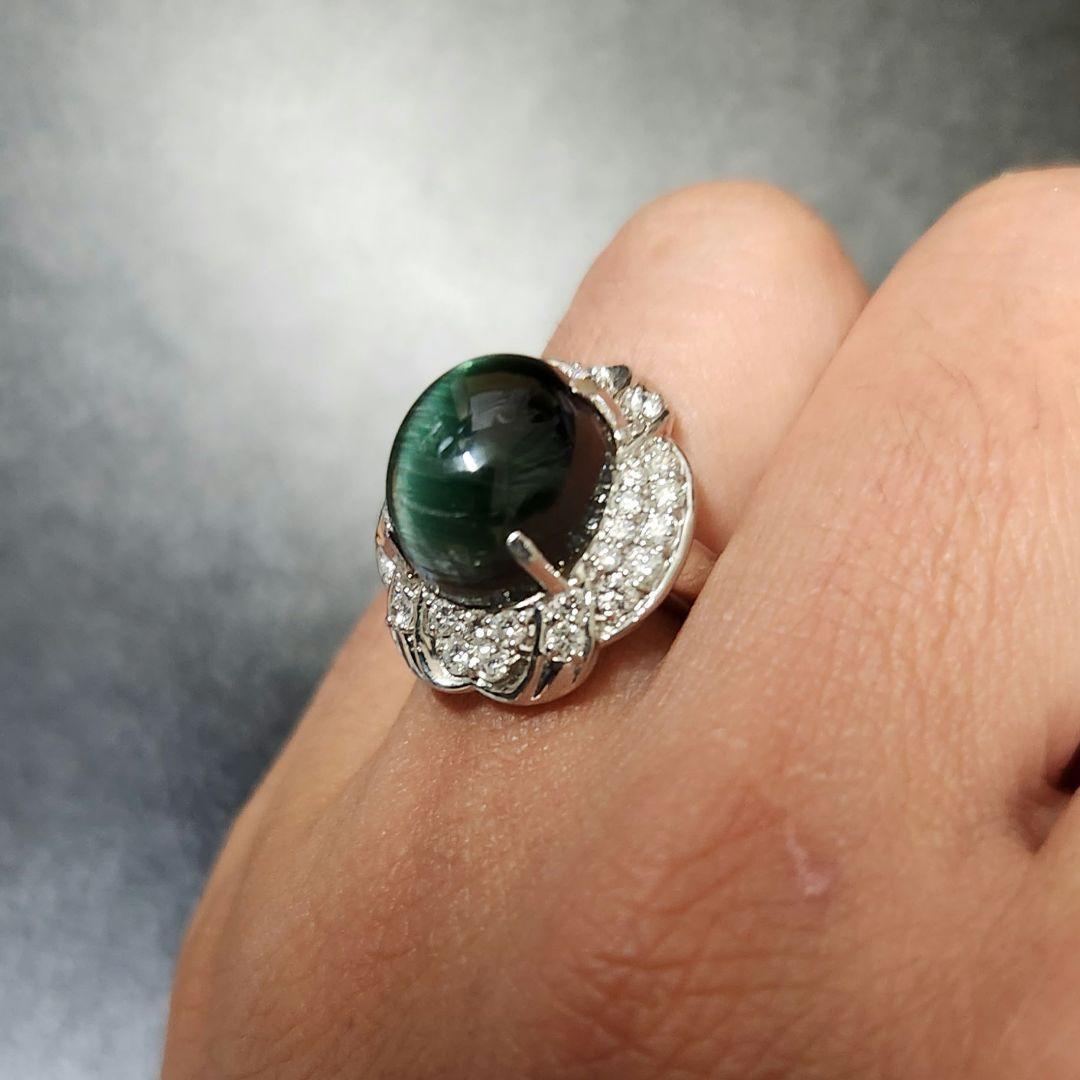 激レア‼️超大粒　9ct超え　くっきり猫目　グリーントルマリンキャッツアイ　pt