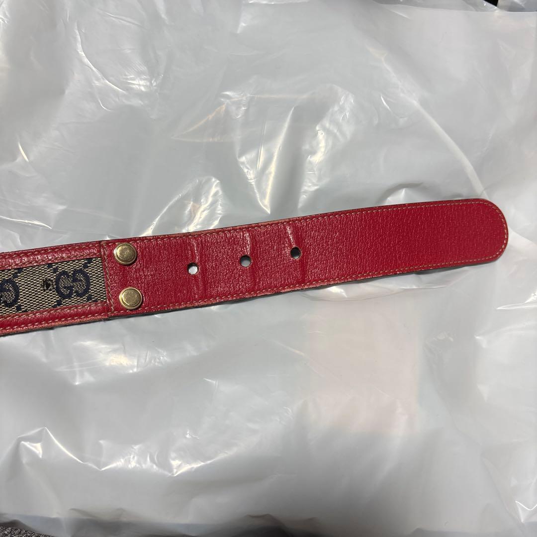 [レアカラー]GUCCI ベルト レザー キャンバス ロゴ イタリア製 ゴールド