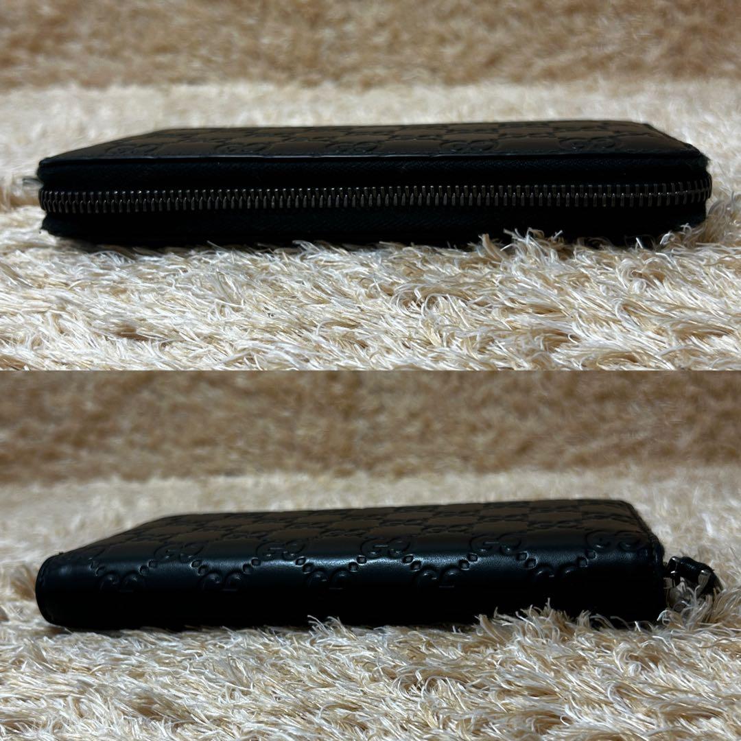 美品✨ グッチ シマ レザー ラウンドジップ 長財布　ブラック