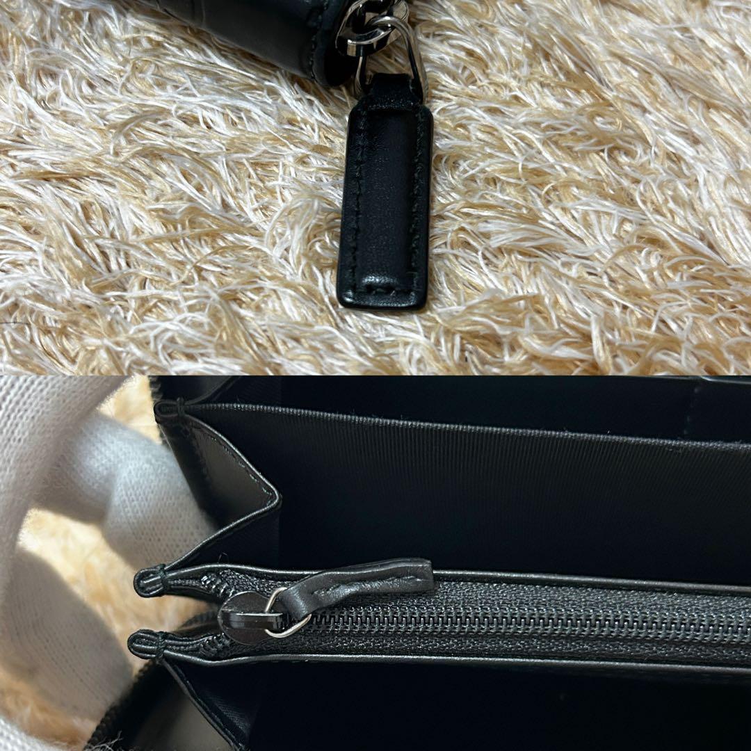 美品✨ グッチ シマ レザー ラウンドジップ 長財布　ブラック