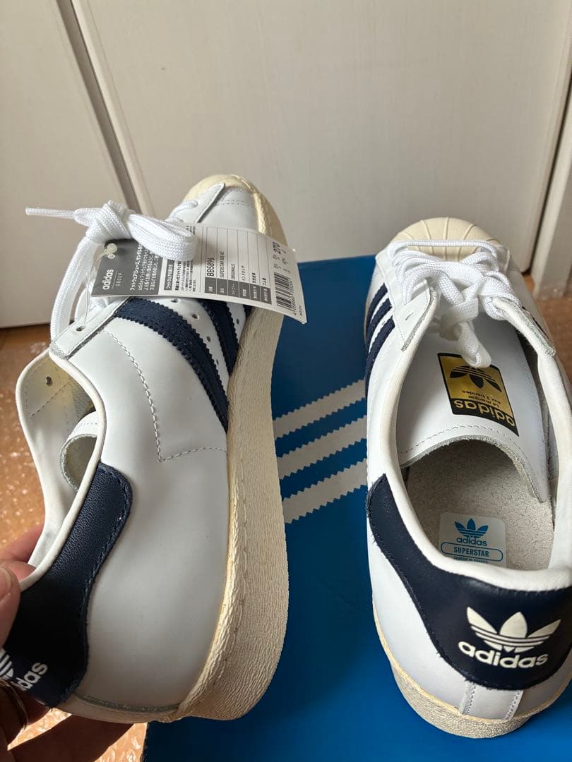 美品　アディダス スーパースター 80s 白紺US9 27.0cm 金ベロ