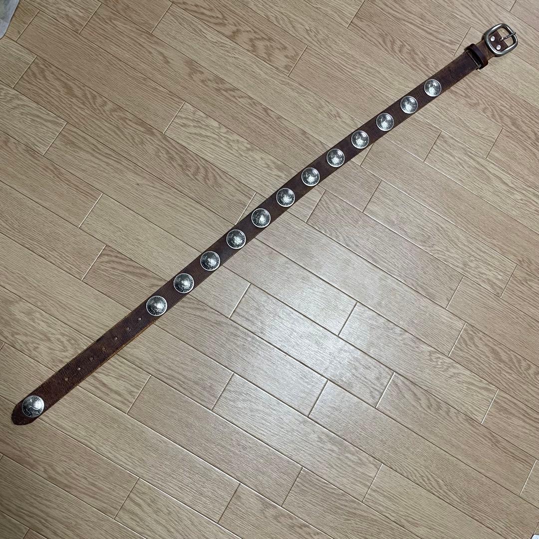 9*9様 コンチョベルト　　本革　レザー　ブラウン　y2k アメカジ　ビン