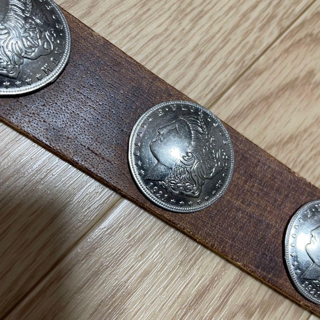 9*9様 コンチョベルト　　本革　レザー　ブラウン　y2k アメカジ　ビン