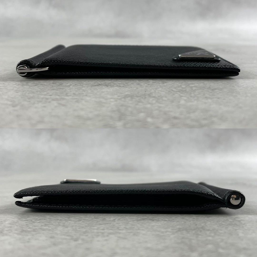 【新品同様 付属品完備】PRADA マネークリップ 三角ロゴ サフィアーノ 黒