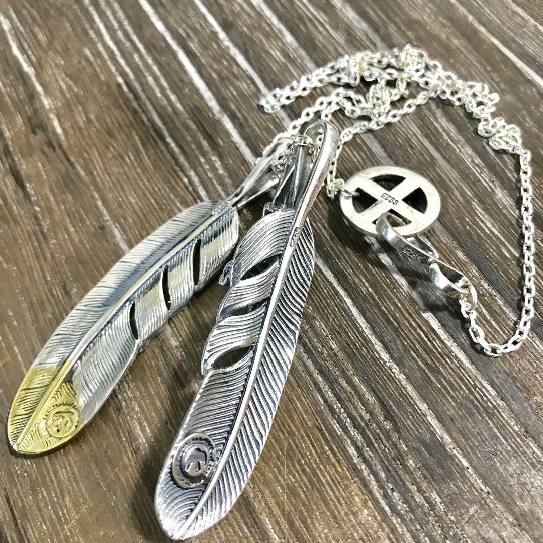 silver925 銀爪フェザー 先金フェザー イーグルフック ネックレス