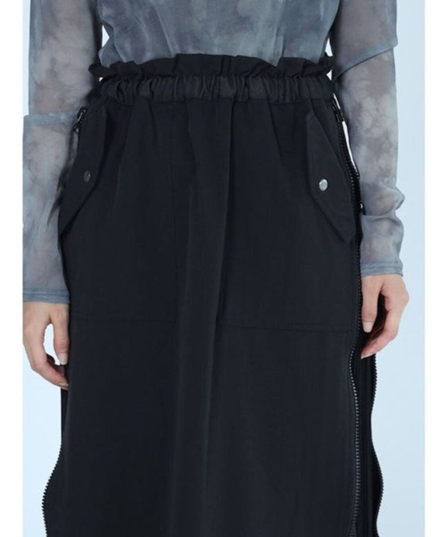 LASUD ラシュッド　ジップインプリーツスカート　ブラック　ヤマダヤ