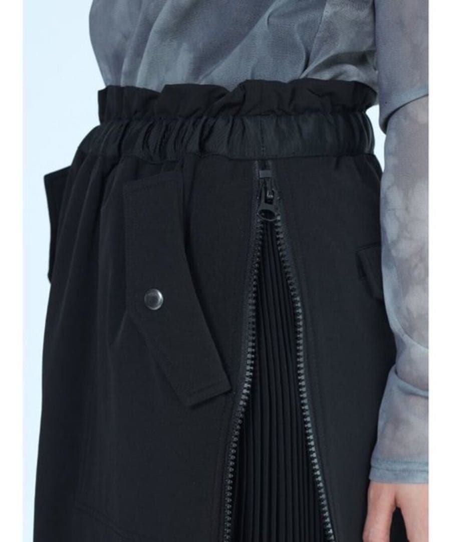 LASUD ラシュッド　ジップインプリーツスカート　ブラック　ヤマダヤ