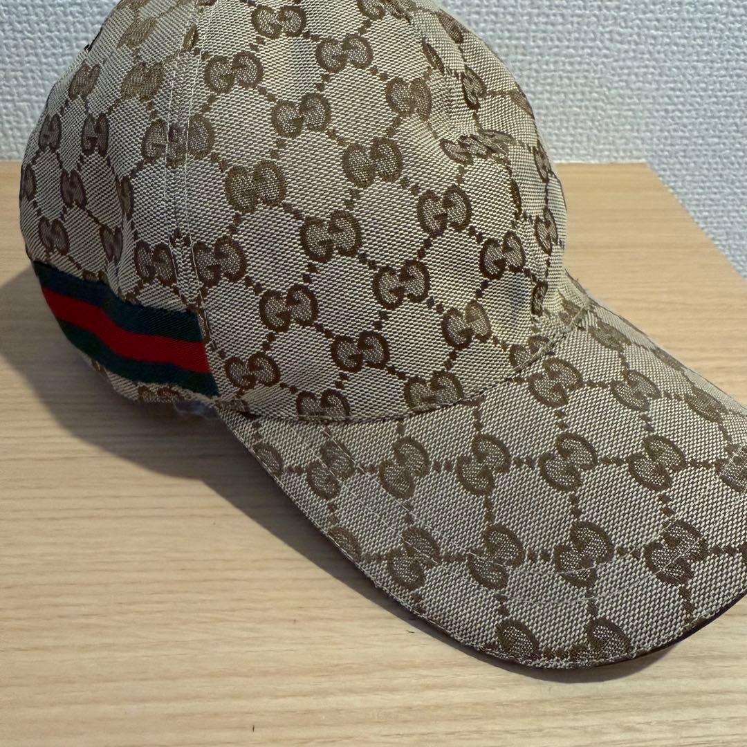 【 クール・M 】GUCCI GGパターン ベージュキャップ L 59cm