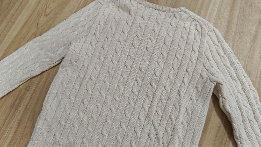 【ポロラルフローレン】コットン　ケーブルニットコットンセーターホワイト現行正規品