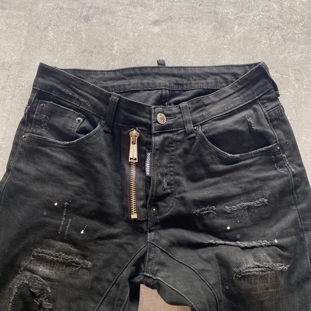 DSQUARED2 ブラックデニム　ダメージペイント　グランジ　W31 ジーンズ