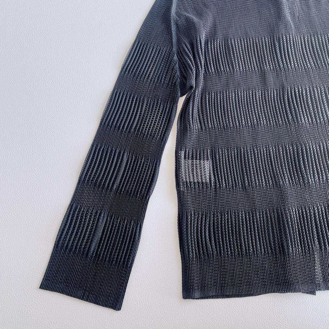 美品✨プリーツプリーズ　カーディガン　黒　透かし　メッシュ　シャツ　サイズ3