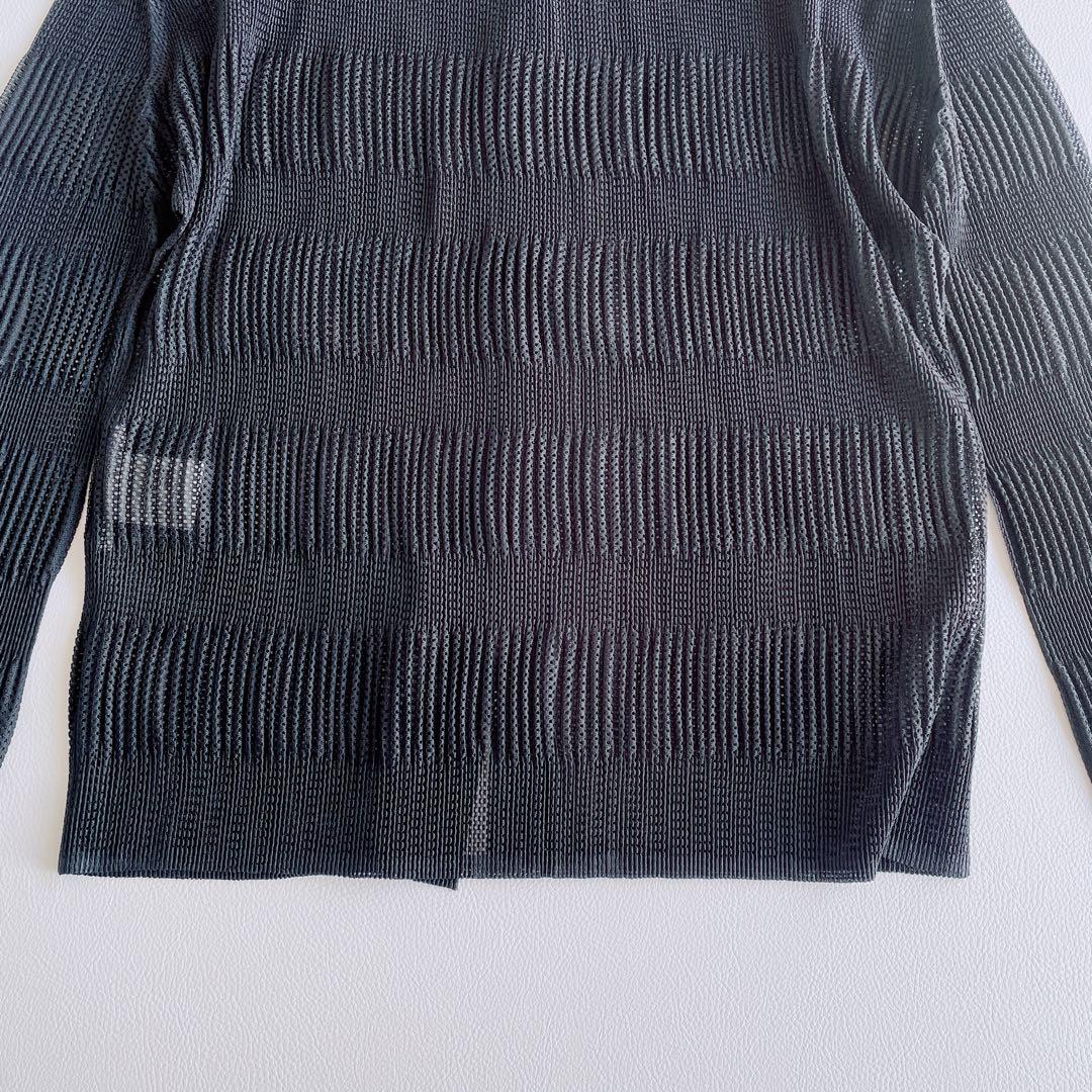 美品✨プリーツプリーズ　カーディガン　黒　透かし　メッシュ　シャツ　サイズ3