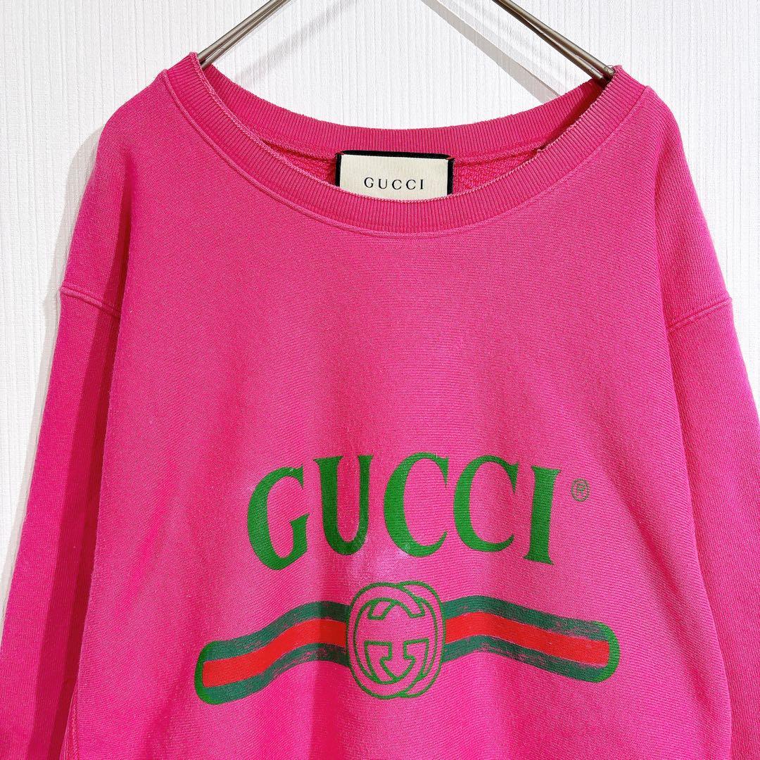GUCCI グッチ インターロッキング　ヴィンテージ　ロゴプリント ユーズド加工