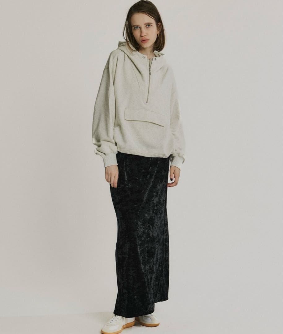 PUBLIC TOKYO ベロアナロースカート ブラック