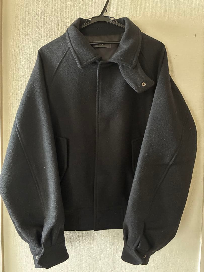 【CLEL】ウールブレンド テックメルトン2wayブルゾン ブラック Mサイズ