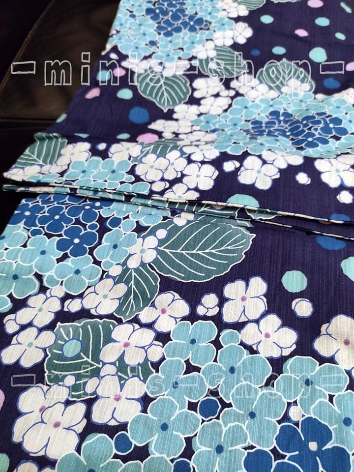 有村架純　プロデュース浴衣　紫陽花　水玉アジサイ　水色ブルー系　変わり織
