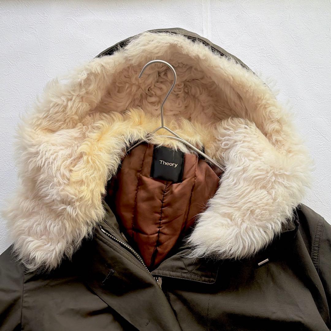 Theory セオリー リアルファー付き モッズコート S カーキ　中綿ライナー