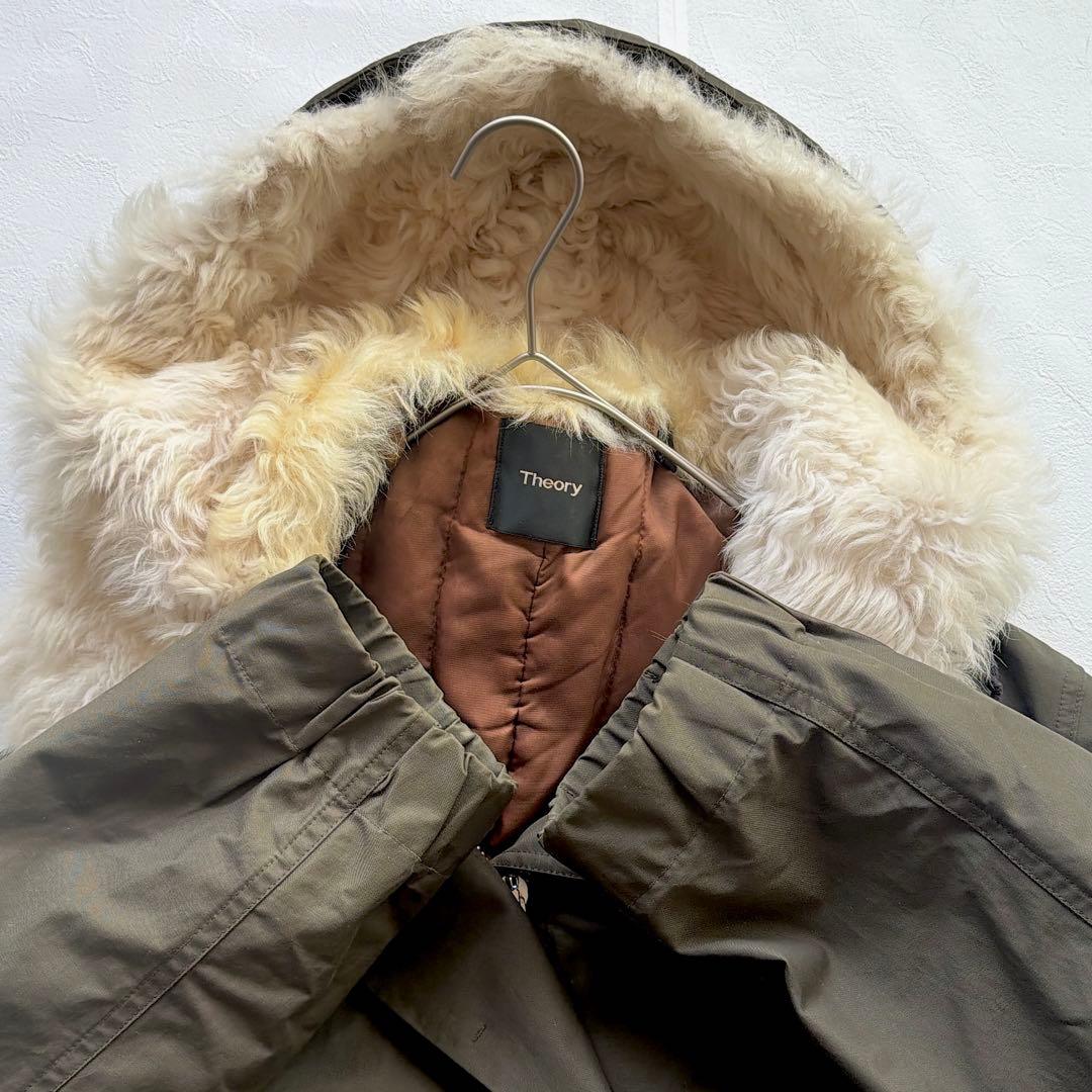 Theory セオリー リアルファー付き モッズコート S カーキ　中綿ライナー
