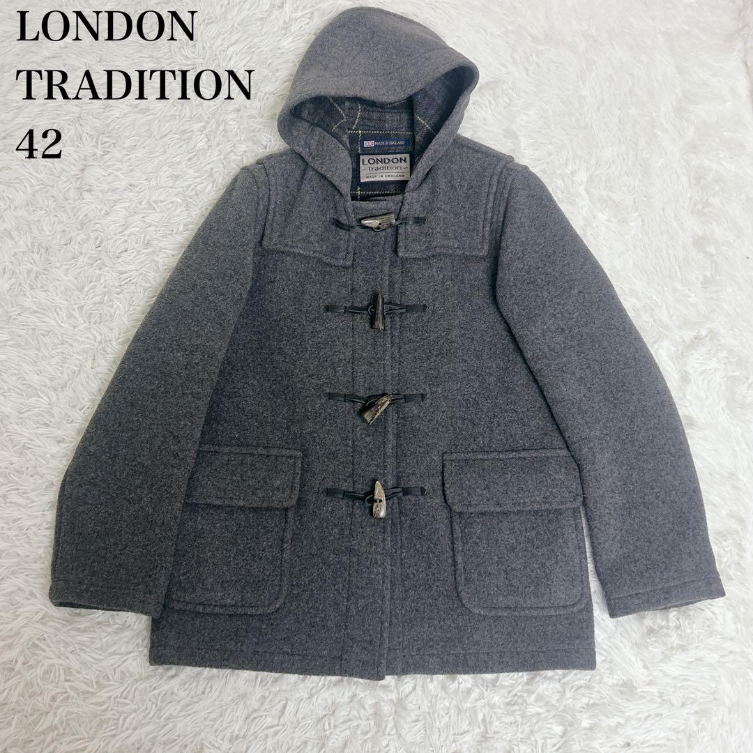☆未使用級☆ ロンドントラディション　ダッフルコート　グレー　裏地チェック