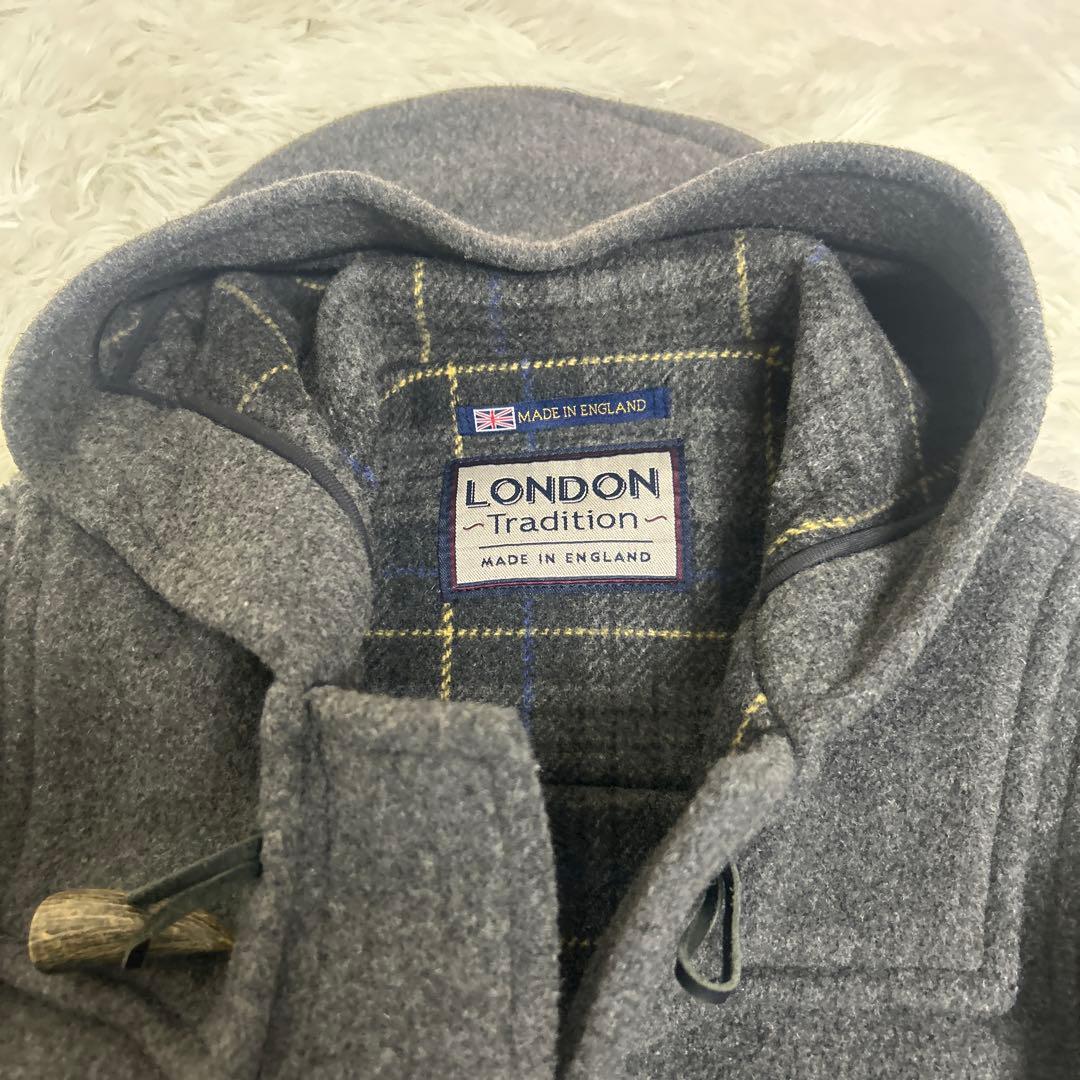 ☆未使用級☆ ロンドントラディション　ダッフルコート　グレー　裏地チェック