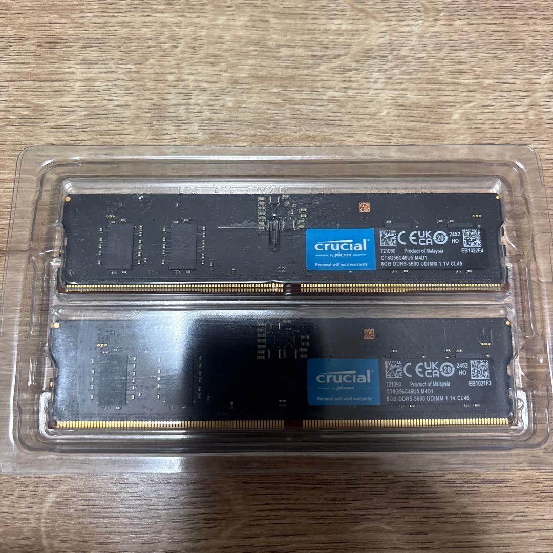 Crucial 16GB (8GB×2) DDR5-5600 動作確認済み