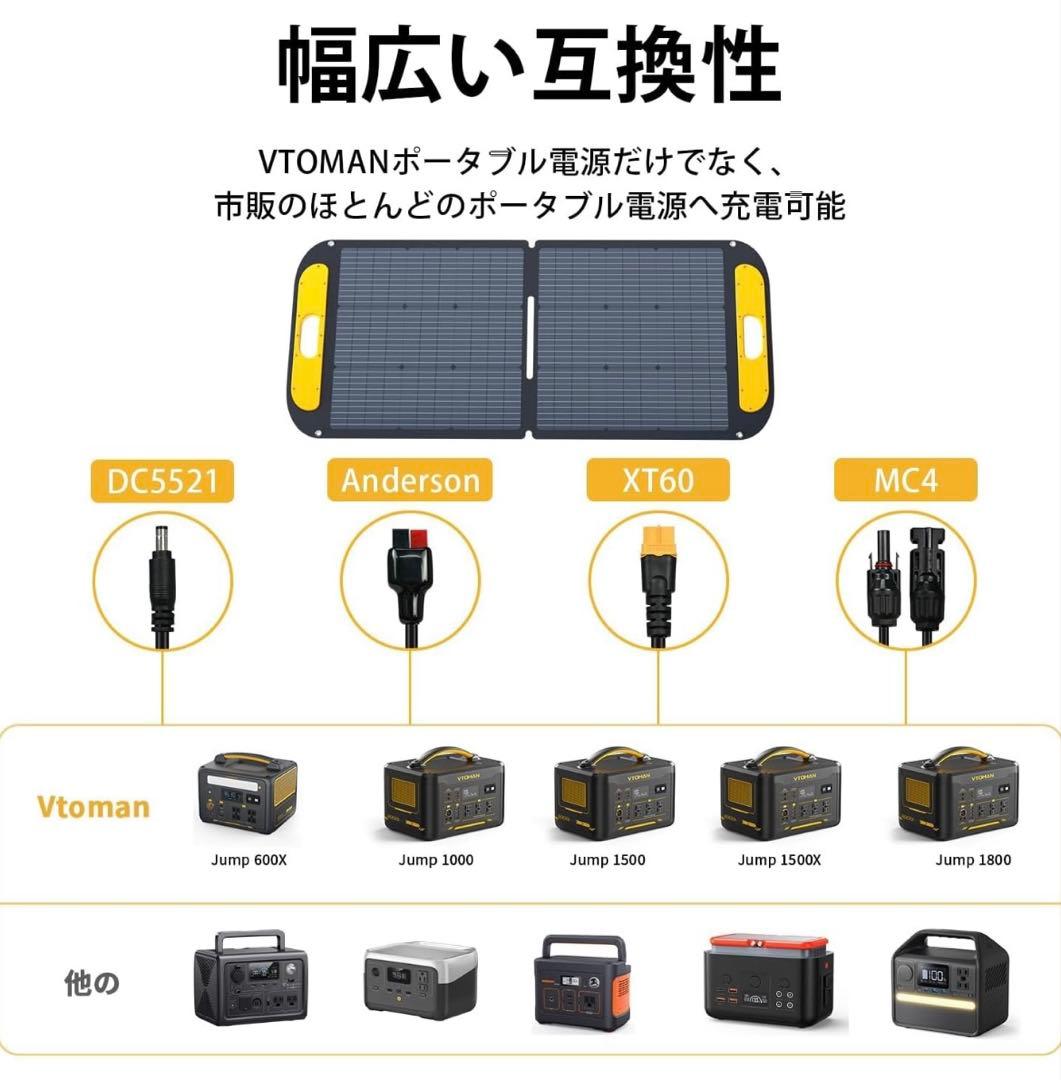 VTOMAN ETFE ソーラーパネル 瞬間出力110W 発電効率 しっかり感