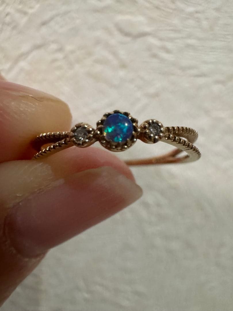 エテ　ete K10 ダイヤオパールリング　13号