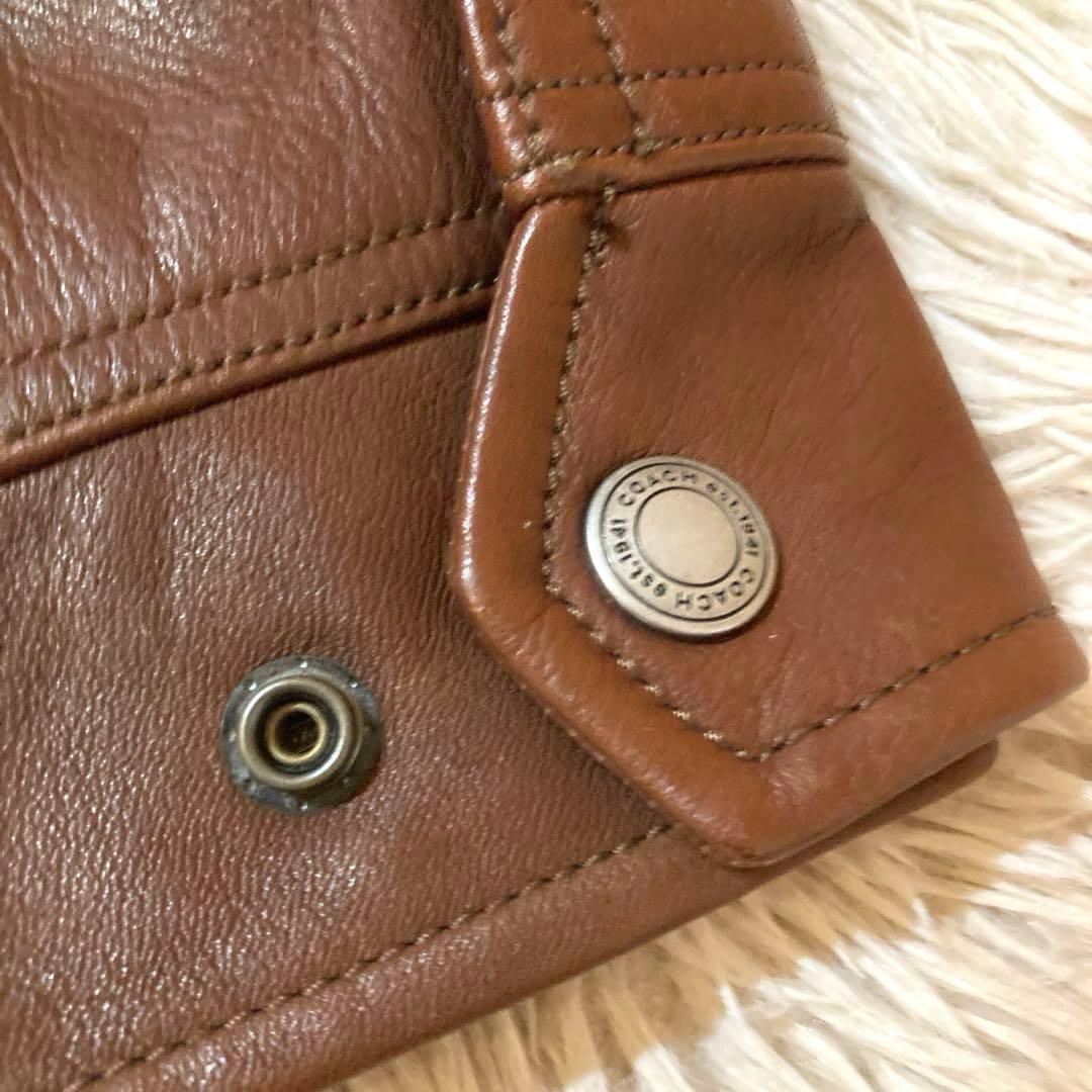 COACHレザージャケット　希少Lサイズ ブラウン／L／カウレザー（牛革）