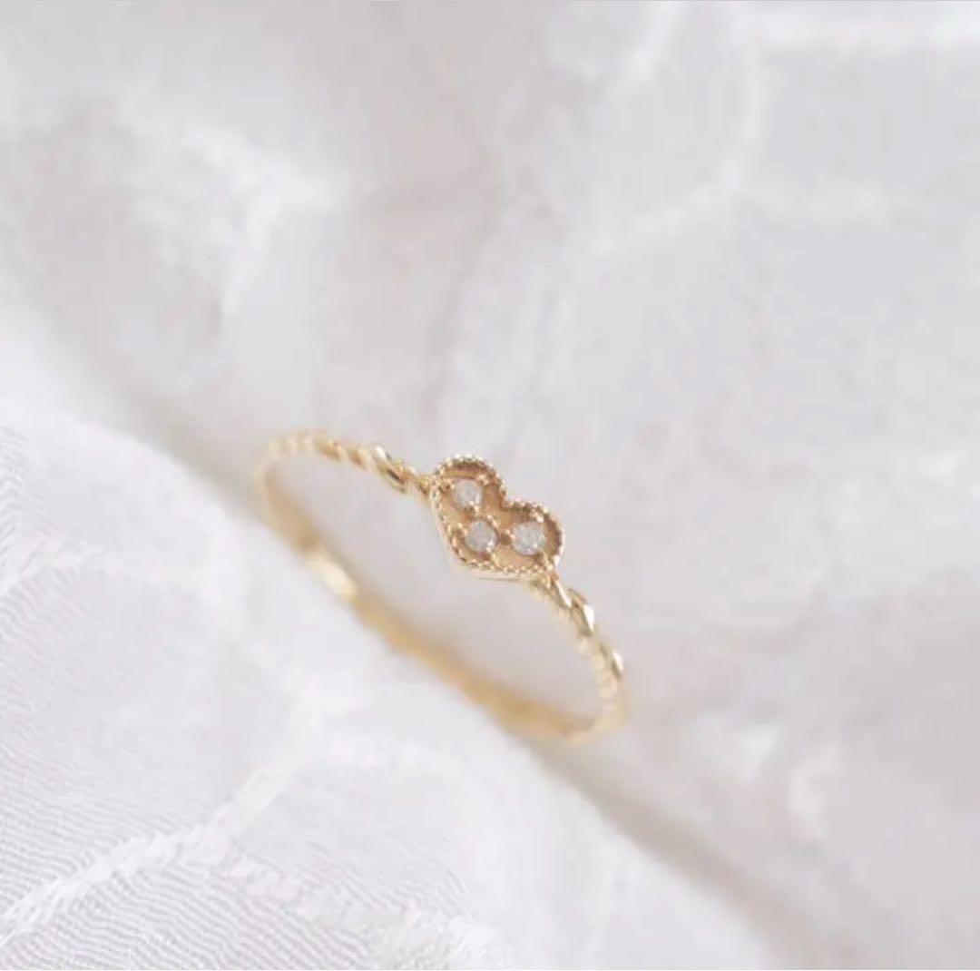 K18 ダイヤモンド　華奢リング　18金イエローゴールド