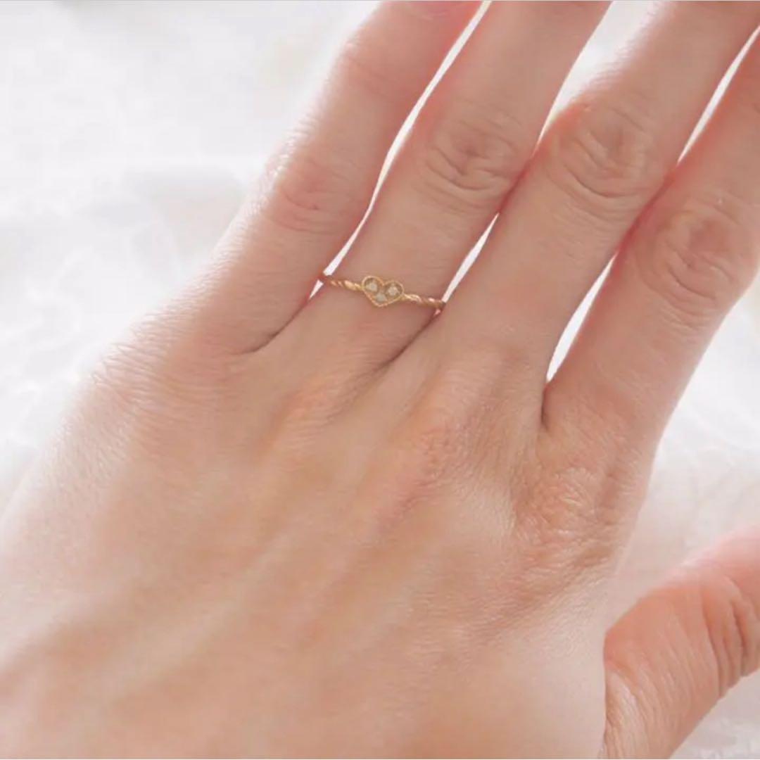 K18 ダイヤモンド　華奢リング　18金イエローゴールド