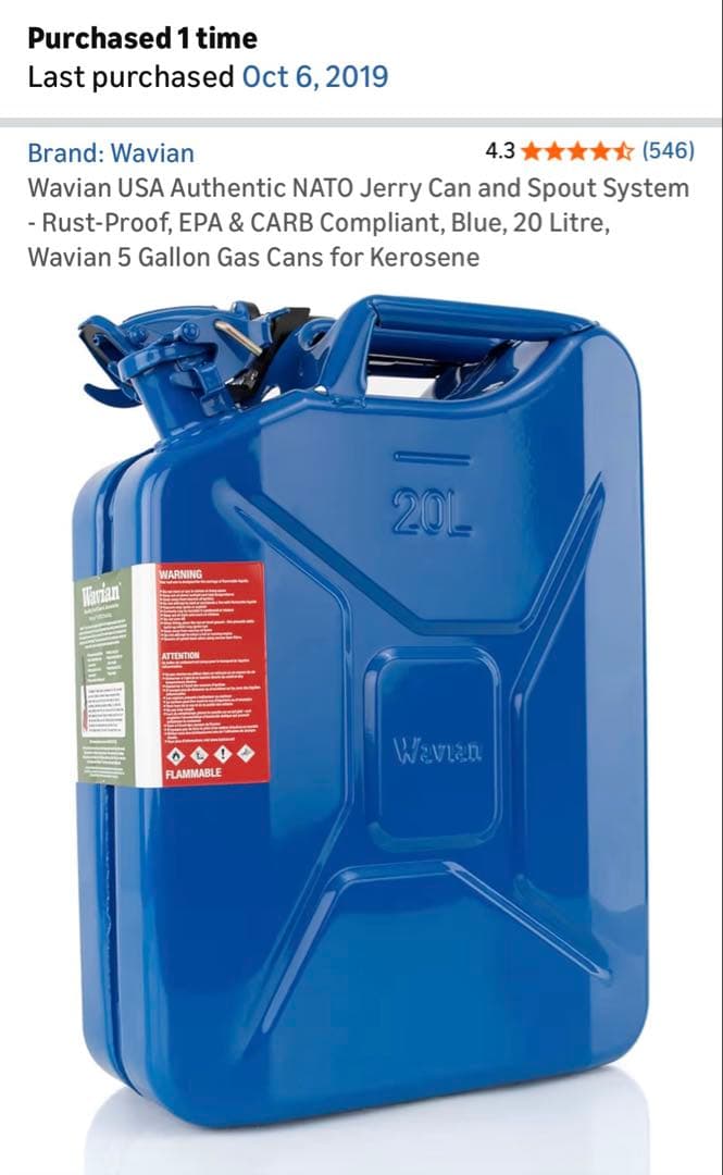 Wavian Jerry Can ガソリン携行缶　灯油缶　20L ブルー