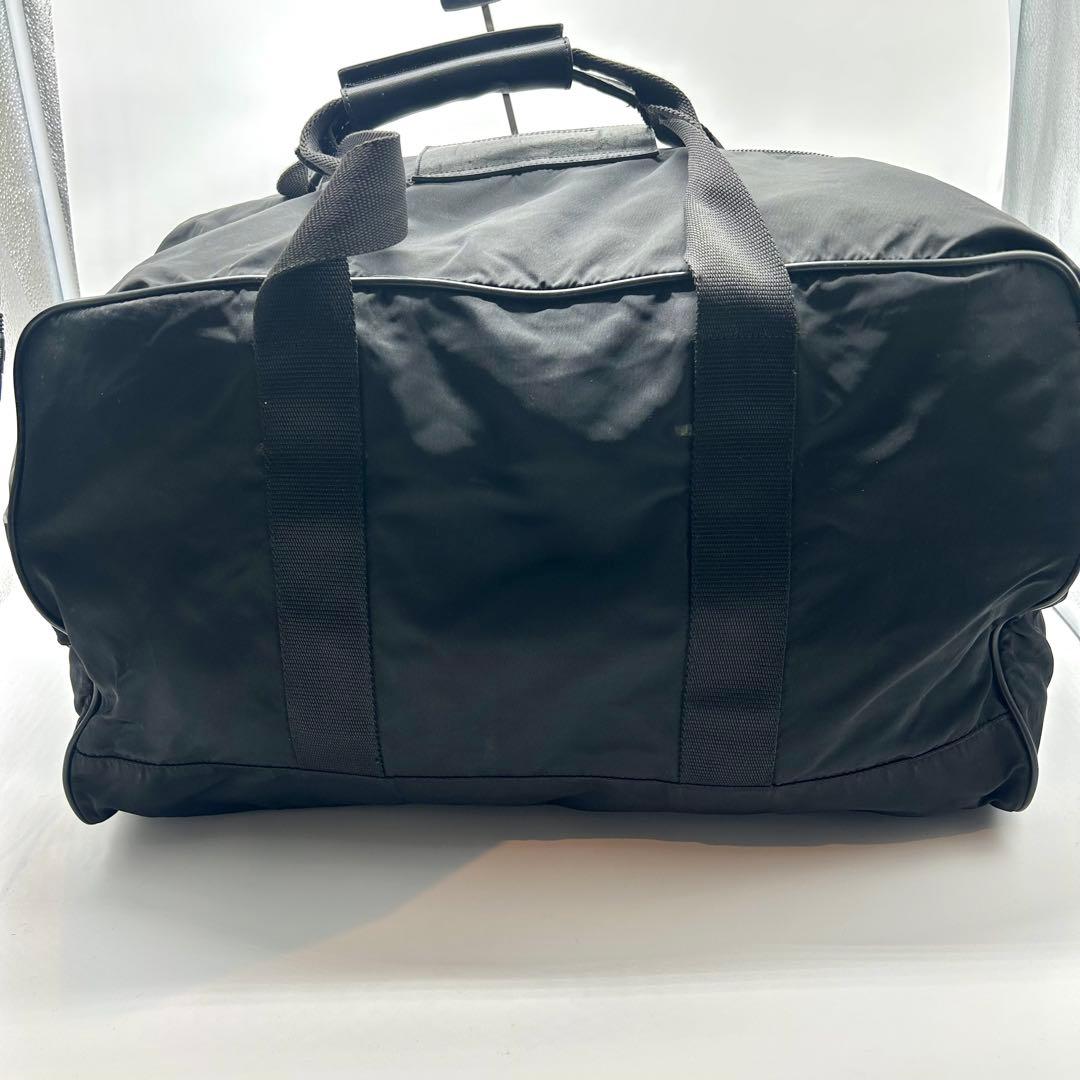 人気✨プラダ　ナイロン　ボストンバッグ　旅行用　レザー　三角プレート