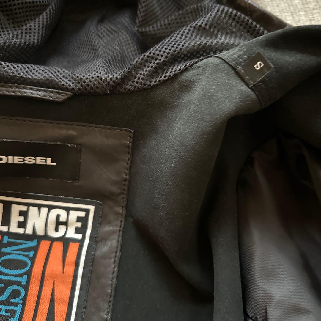 【DIESEL】 フード付きブラックレザージャケット パーカー サイズS 美品