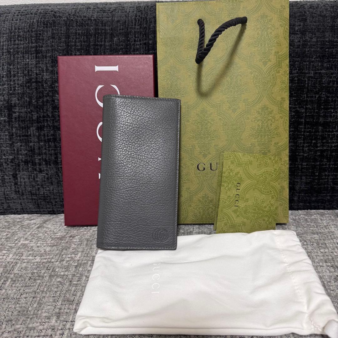 GUCCI グッチ　ダブルG ロングウォレット 長財布グレー　795331