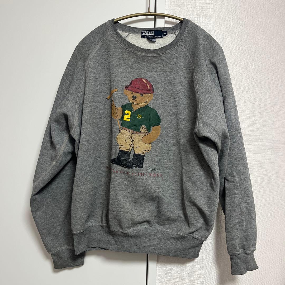 ち*い様 【希少】90s POLO ラルフローレン ポロベア スウェット M 霜