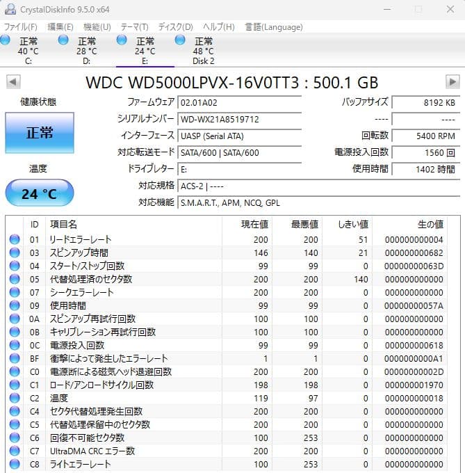 2.5インチ内蔵型HDD 500GB×10個　正常動作品②