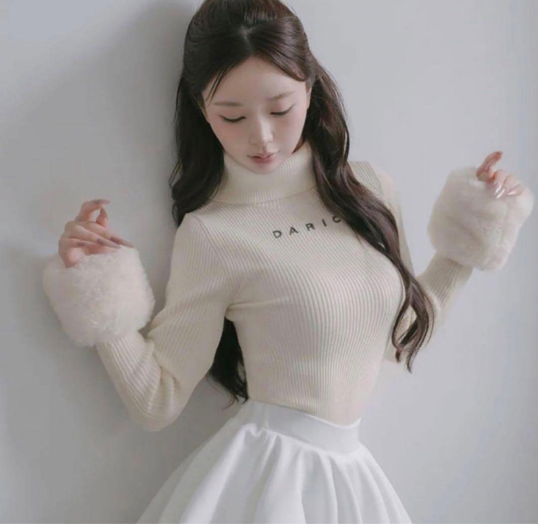 ダーリッチ スムースファーリブニットトップス