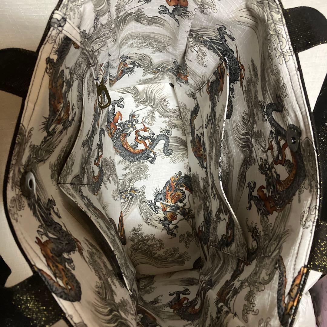 龍柄　ハンドメイド　トートバッグ　和柄　大きめ