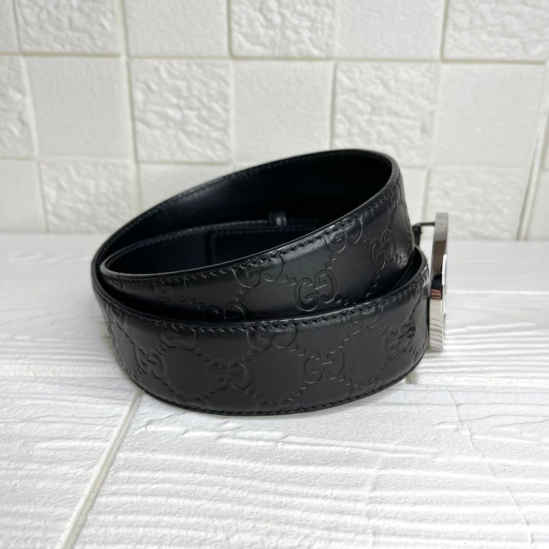✨極美品✨☘️GUCCI☘️✨ベルト✨GG柄✨シマレザー✨インターロッキング✨本革✨
