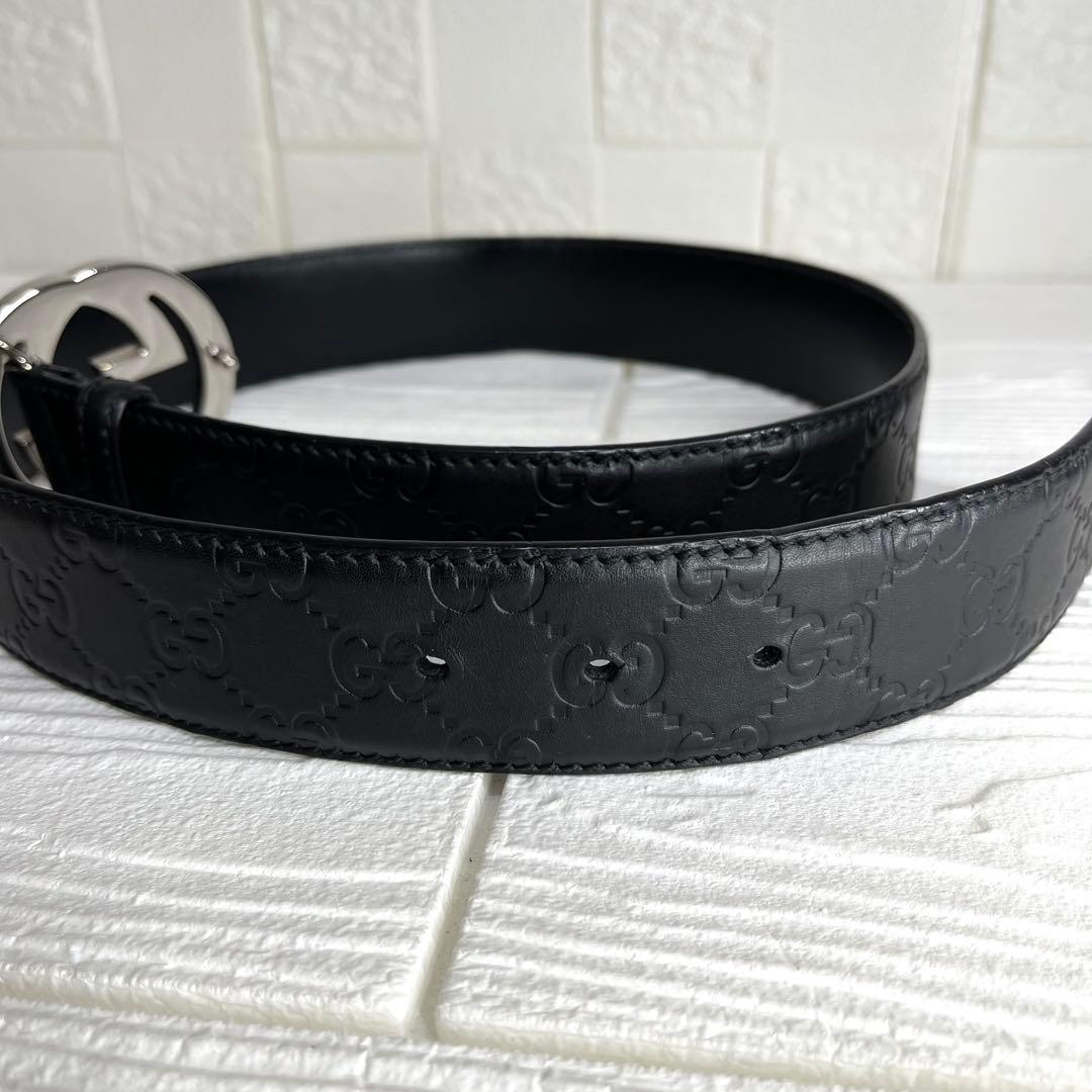 ✨極美品✨☘️GUCCI☘️✨ベルト✨GG柄✨シマレザー✨インターロッキング✨本革✨